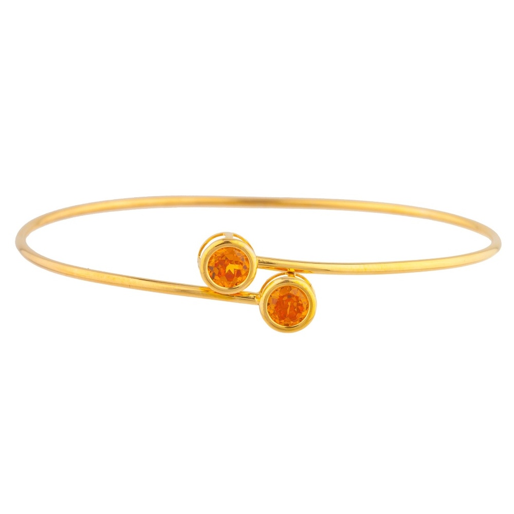 14Kt Yellow Gold Plated Citrine Bezel Bangle